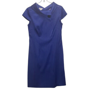 London Times Womens Dark Blue Sheath Dress Size 8 Office Siren Preppy Business